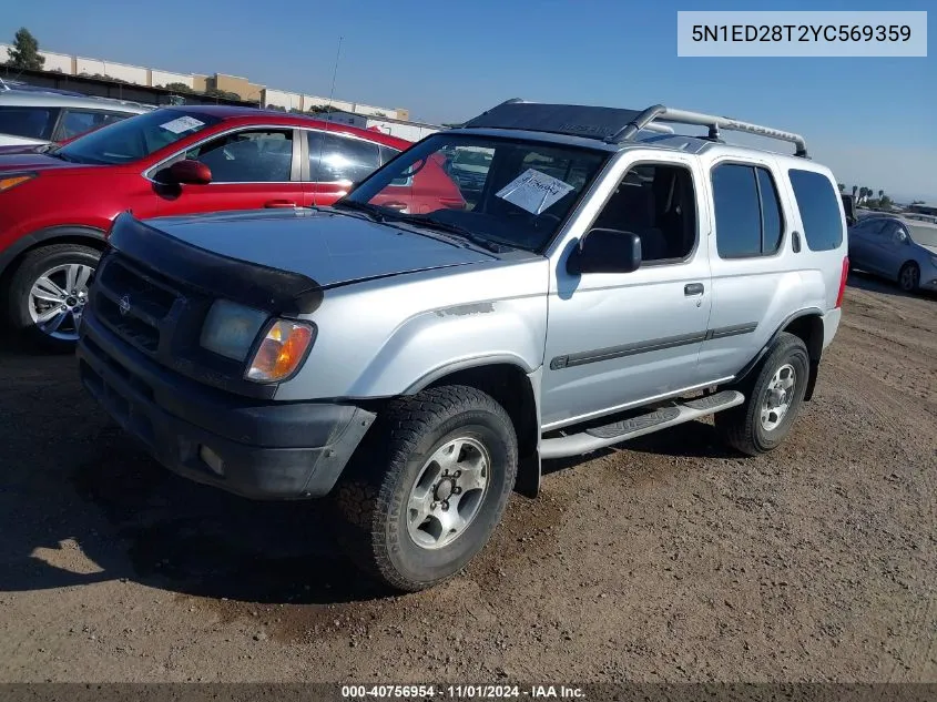 2000 Nissan Xterra Se/Xe VIN: 5N1ED28T2YC569359 Lot: 40756954