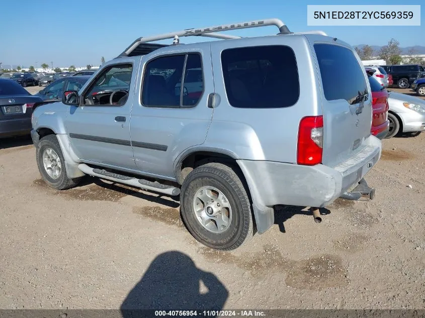 2000 Nissan Xterra Se/Xe VIN: 5N1ED28T2YC569359 Lot: 40756954