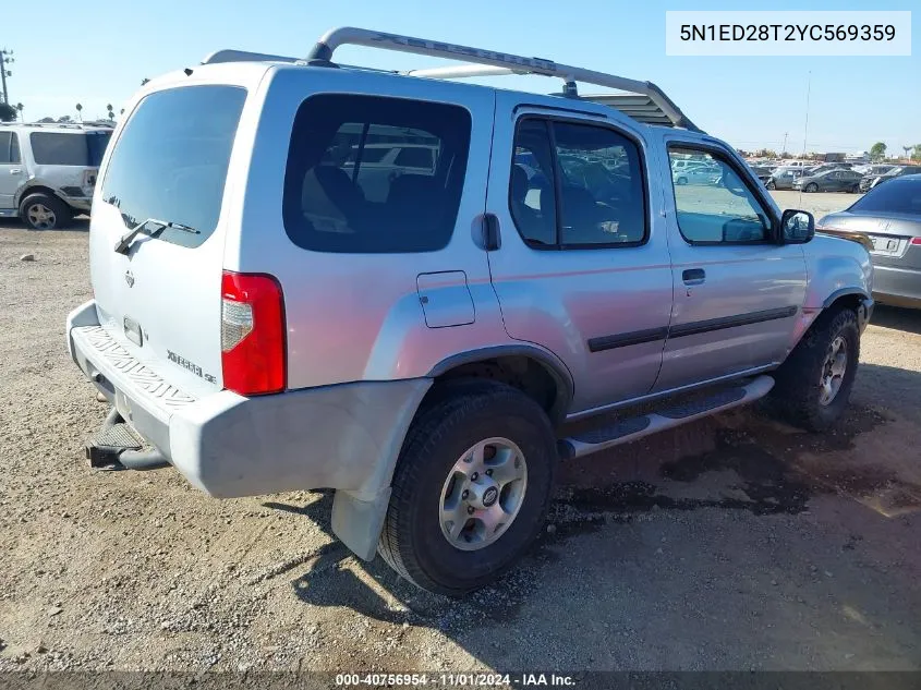 2000 Nissan Xterra Se/Xe VIN: 5N1ED28T2YC569359 Lot: 40756954