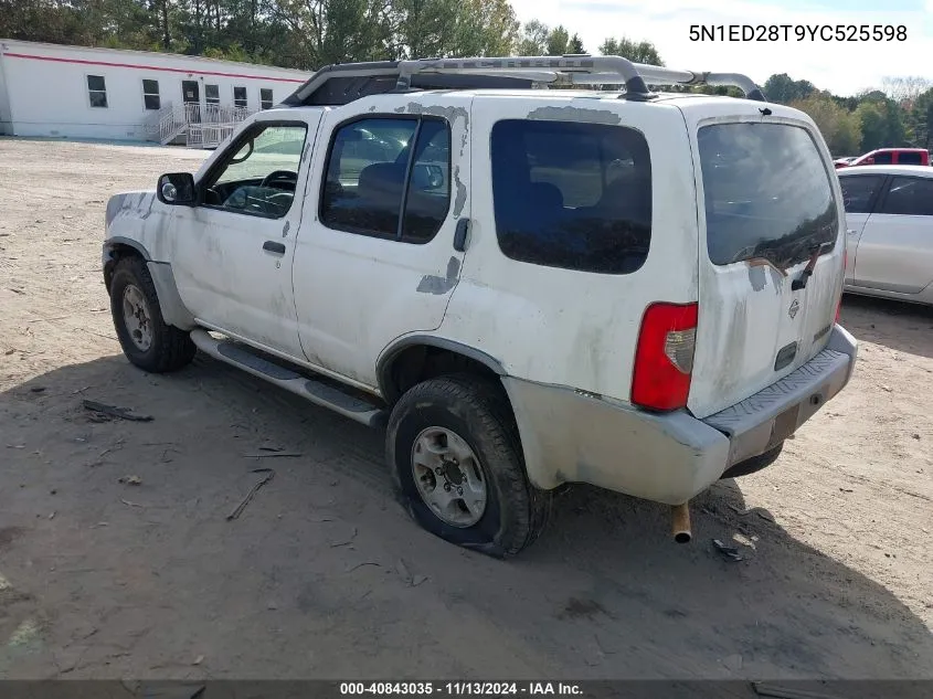 2000 Nissan Xterra Se/Xe VIN: 5N1ED28T9YC525598 Lot: 40843035