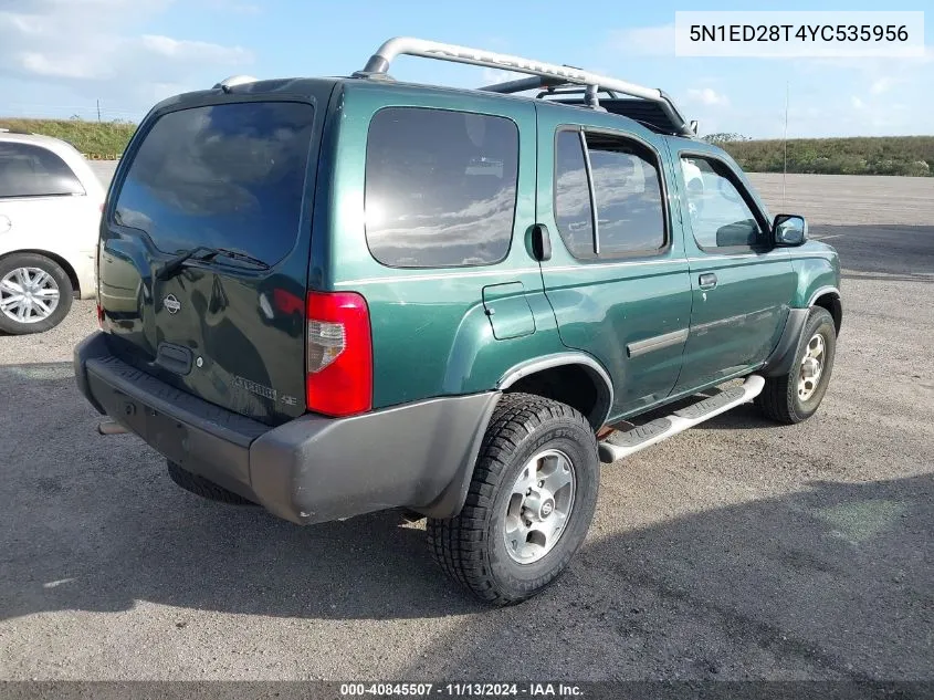 2000 Nissan Xterra Se/Xe VIN: 5N1ED28T4YC535956 Lot: 40845507