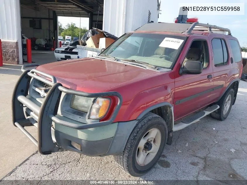 2001 Nissan Xterra Se VIN: 5N1ED28Y51C559958 Lot: 40146150