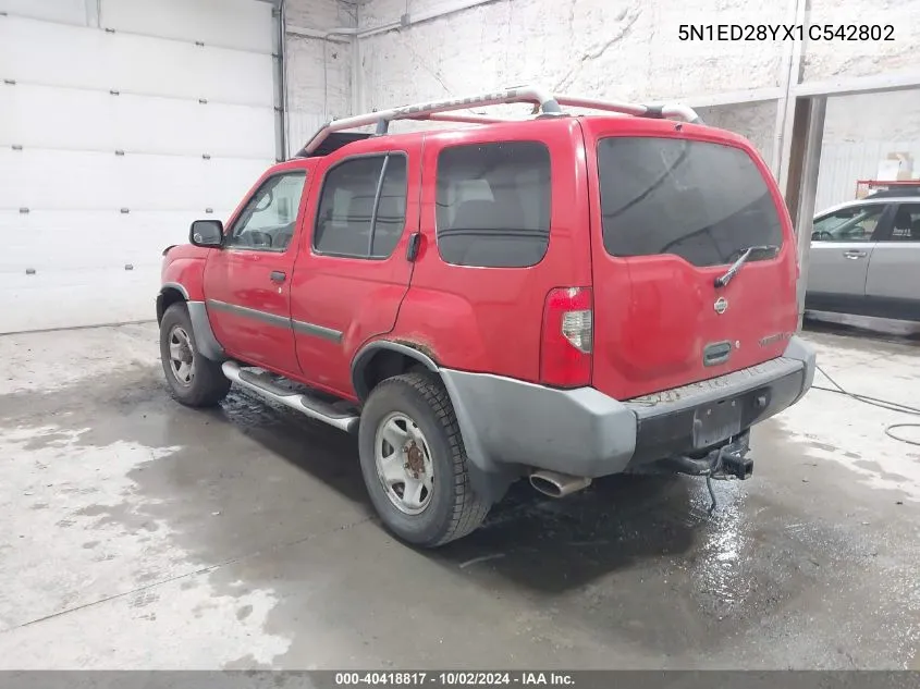 2001 Nissan Xterra Se VIN: 5N1ED28YX1C542802 Lot: 40418817