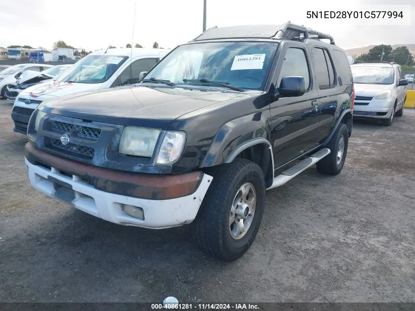 2001 Nissan Xterra Xe VIN: 5N1ED28Y01C577994 Lot: 40861281