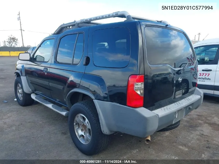 2001 Nissan Xterra Xe VIN: 5N1ED28Y01C577994 Lot: 40861281