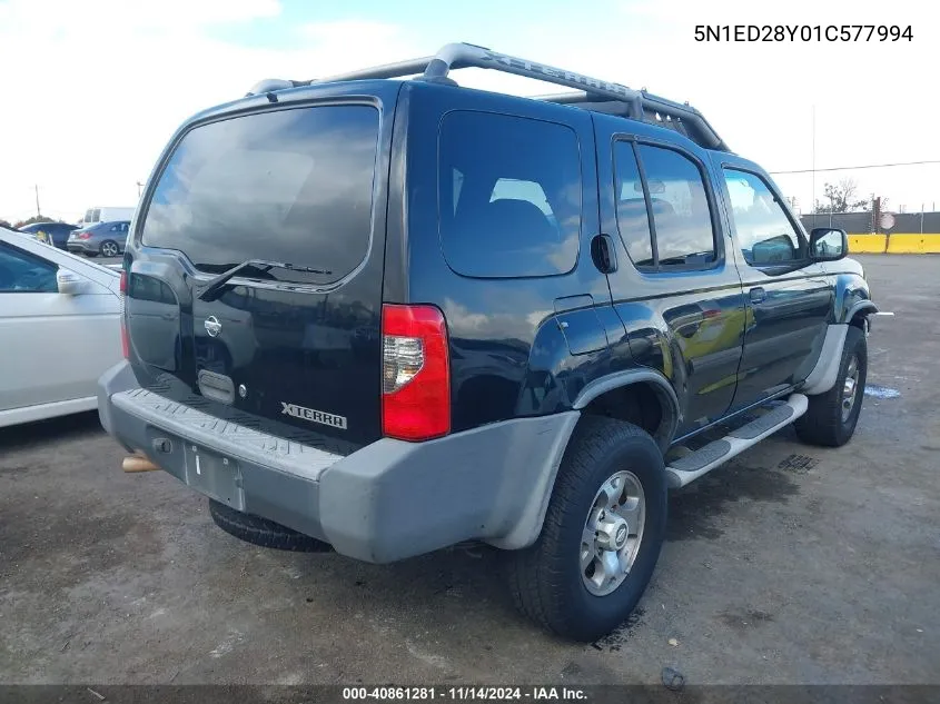 2001 Nissan Xterra Xe VIN: 5N1ED28Y01C577994 Lot: 40861281