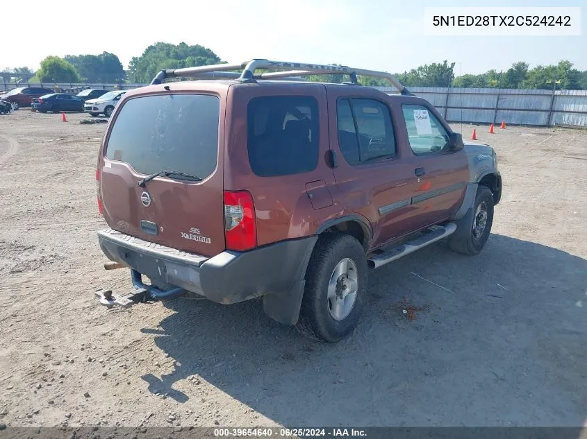 2002 Nissan Xterra Xe VIN: 5N1ED28TX2C524242 Lot: 39654640