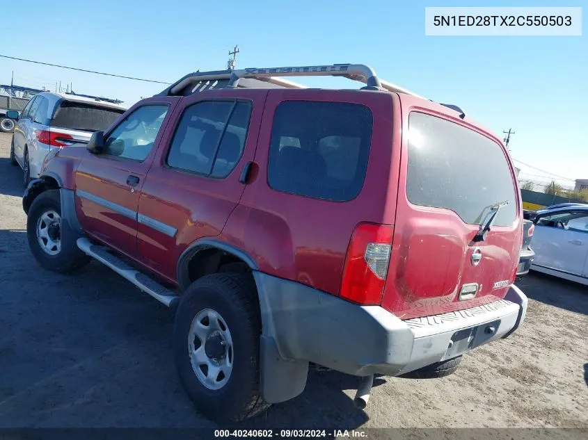 2002 Nissan Xterra Xe VIN: 5N1ED28TX2C550503 Lot: 40240602