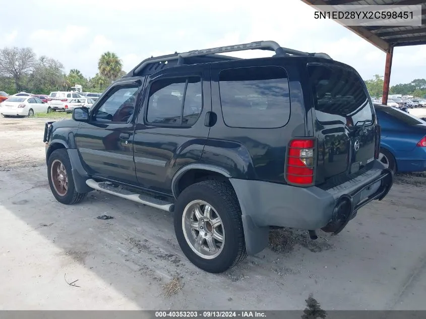 2002 Nissan Xterra Xe VIN: 5N1ED28YX2C598451 Lot: 40353203