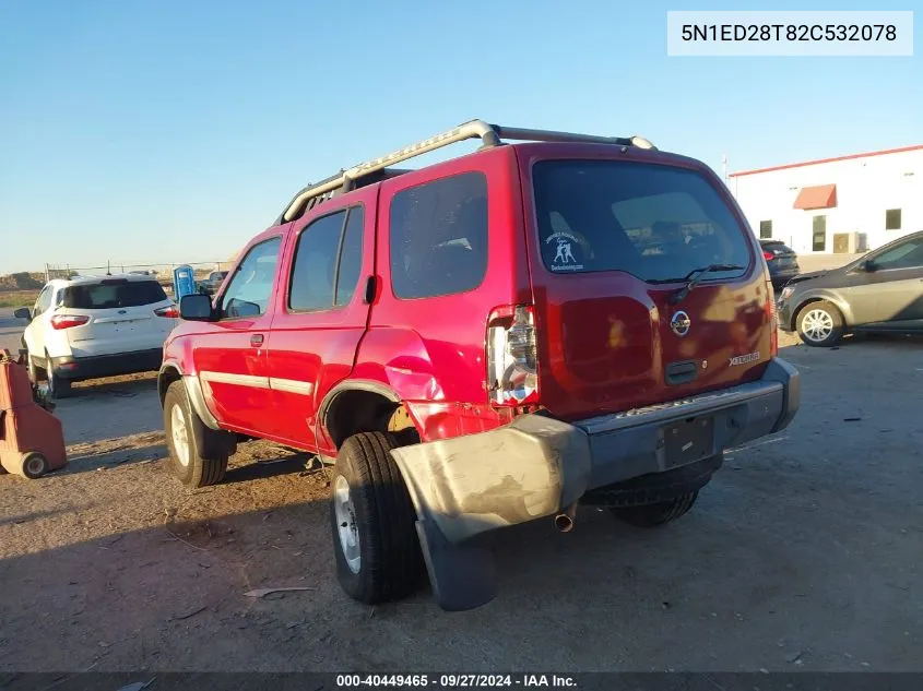 2002 Nissan Xterra Xe/Se VIN: 5N1ED28T82C532078 Lot: 40449465