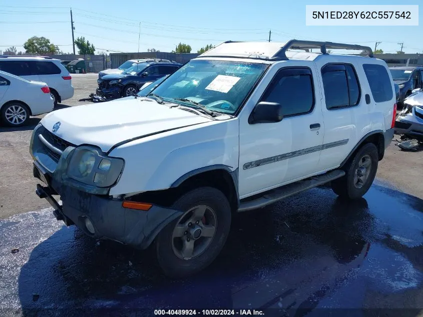 2002 Nissan Xterra Se VIN: 5N1ED28Y62C557542 Lot: 40489924