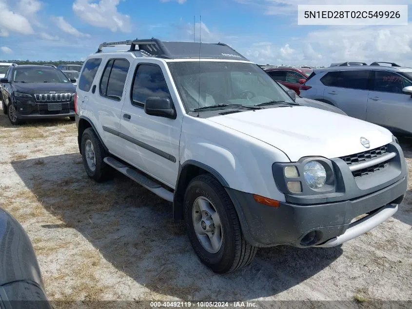 2002 Nissan Xterra Xe/Se VIN: 5N1ED28T02C549926 Lot: 40492119