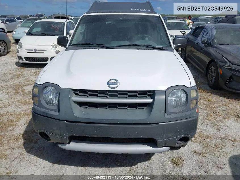 2002 Nissan Xterra Xe/Se VIN: 5N1ED28T02C549926 Lot: 40492119