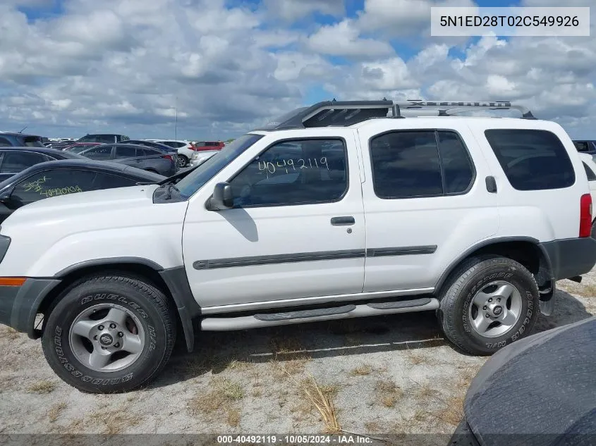 2002 Nissan Xterra Xe/Se VIN: 5N1ED28T02C549926 Lot: 40492119