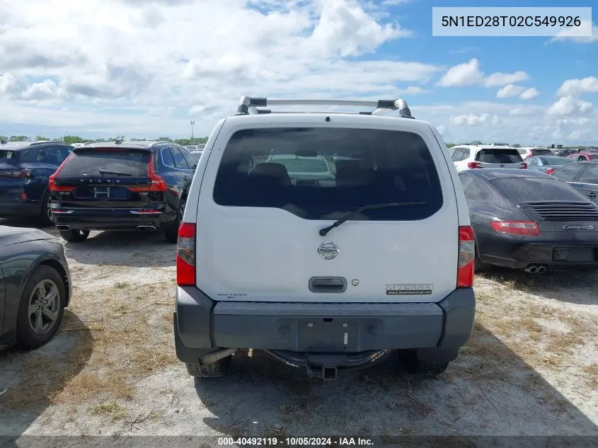 2002 Nissan Xterra Xe/Se VIN: 5N1ED28T02C549926 Lot: 40492119