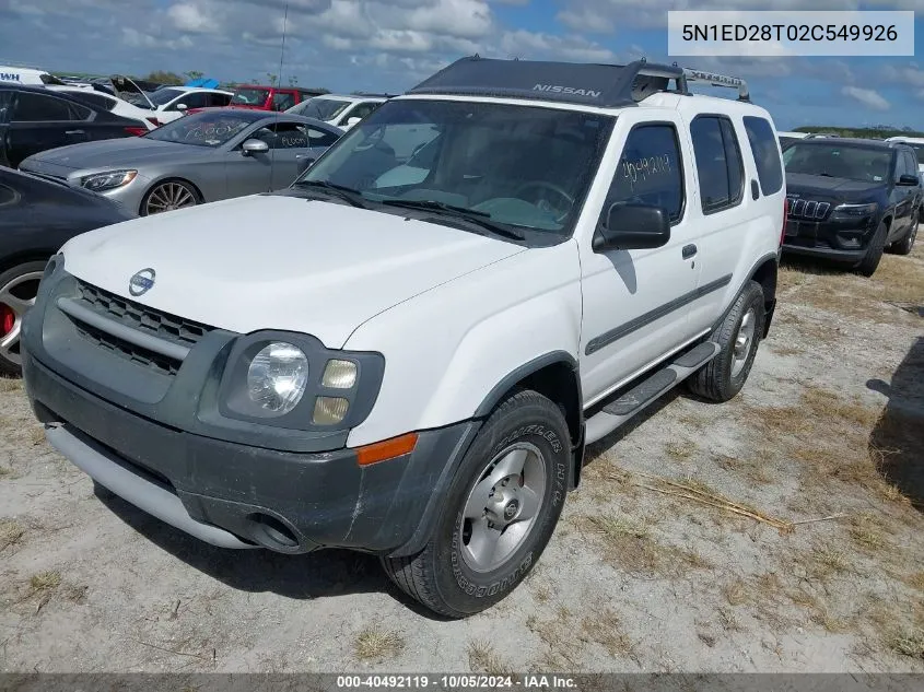 2002 Nissan Xterra Xe/Se VIN: 5N1ED28T02C549926 Lot: 40492119