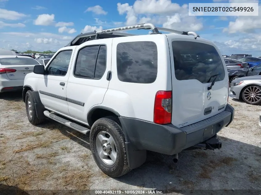 2002 Nissan Xterra Xe/Se VIN: 5N1ED28T02C549926 Lot: 40492119