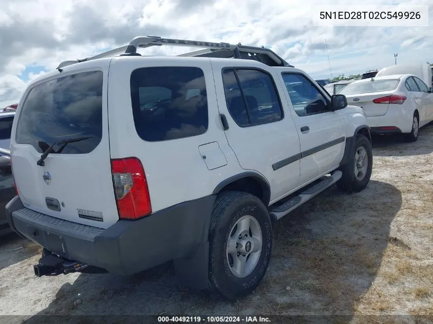 2002 Nissan Xterra Xe/Se VIN: 5N1ED28T02C549926 Lot: 40492119