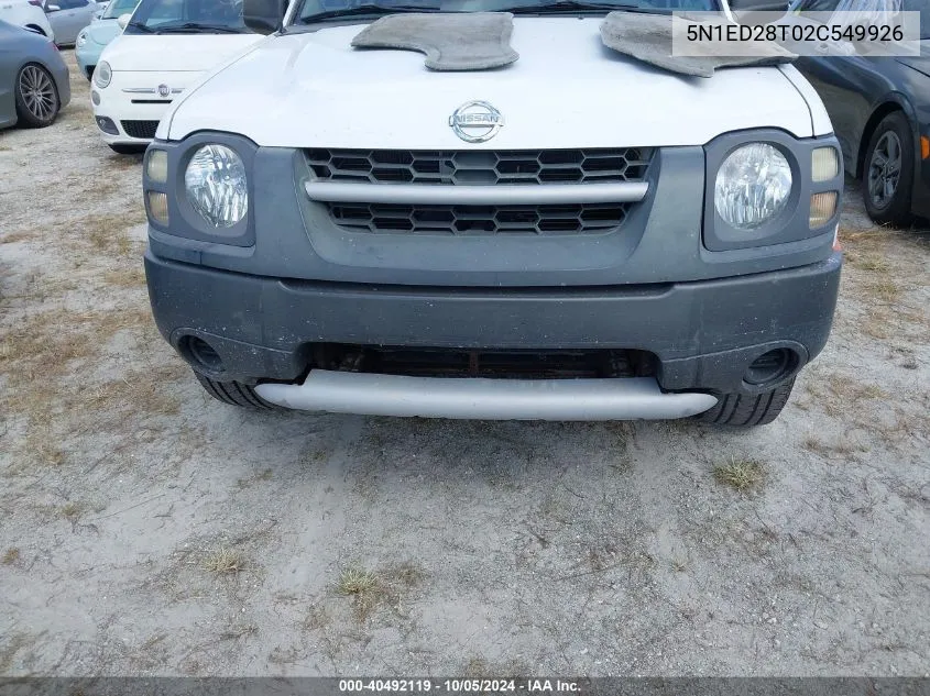 2002 Nissan Xterra Xe/Se VIN: 5N1ED28T02C549926 Lot: 40492119