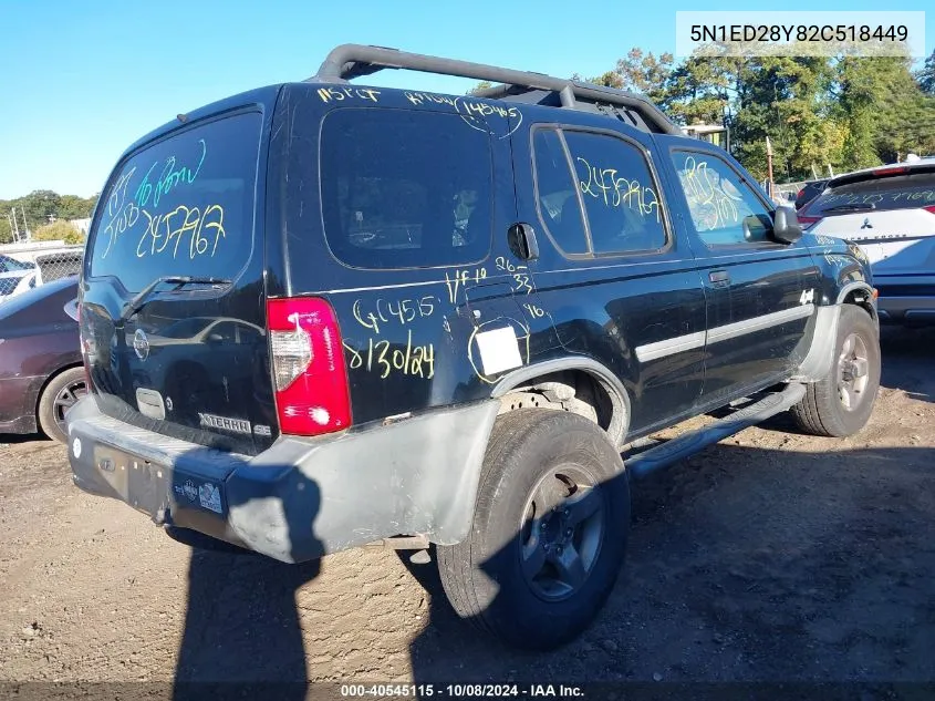 2002 Nissan Xterra Se VIN: 5N1ED28Y82C518449 Lot: 40545115