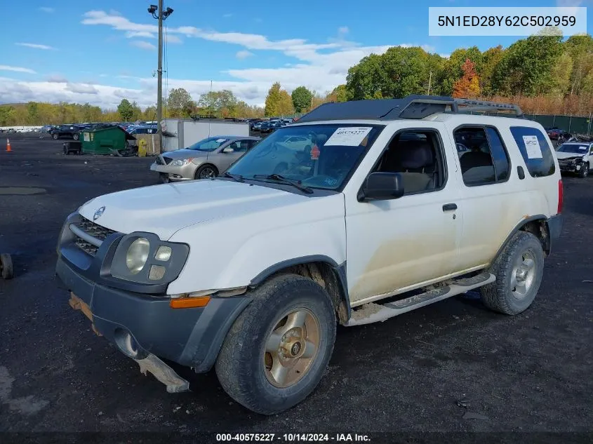 2002 Nissan Xterra Xe VIN: 5N1ED28Y62C502959 Lot: 40575227