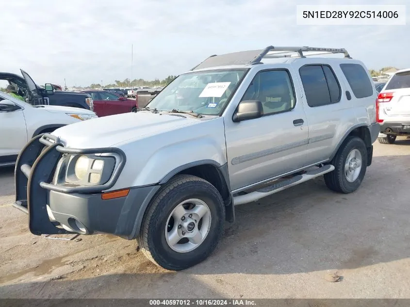 2002 Nissan Xterra Xe VIN: 5N1ED28Y92C514006 Lot: 40597012