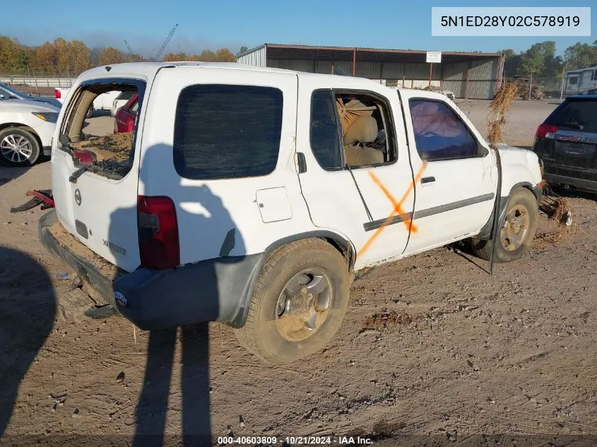 2002 Nissan Xterra Xe VIN: 5N1ED28Y02C578919 Lot: 40603809