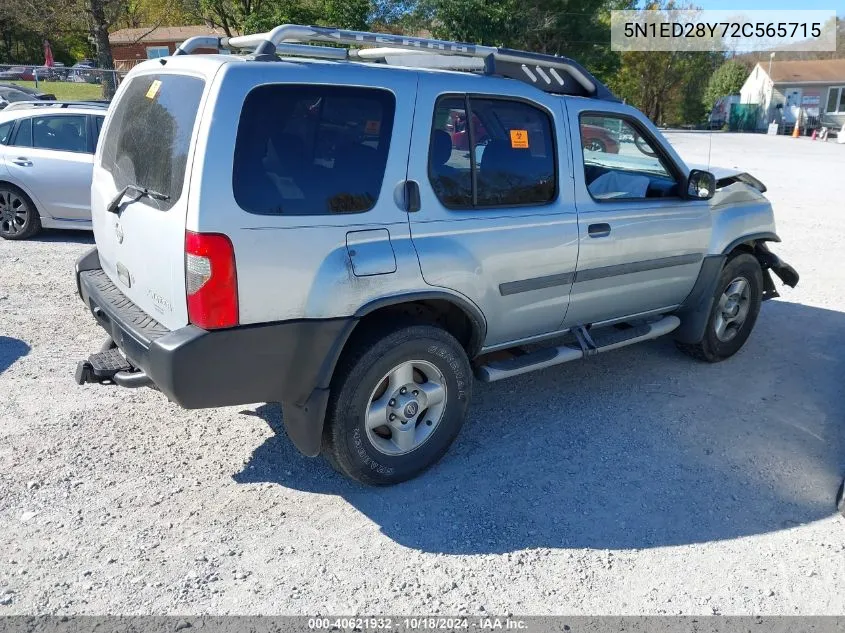 2002 Nissan Xterra Xe VIN: 5N1ED28Y72C565715 Lot: 40621932