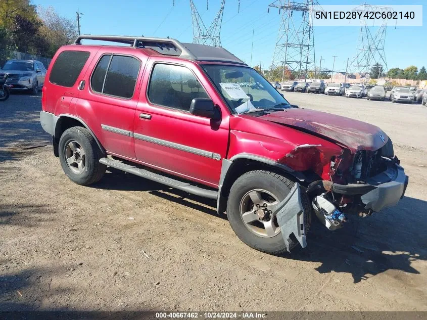 2002 Nissan Xterra Se VIN: 5N1ED28Y42C602140 Lot: 40667462