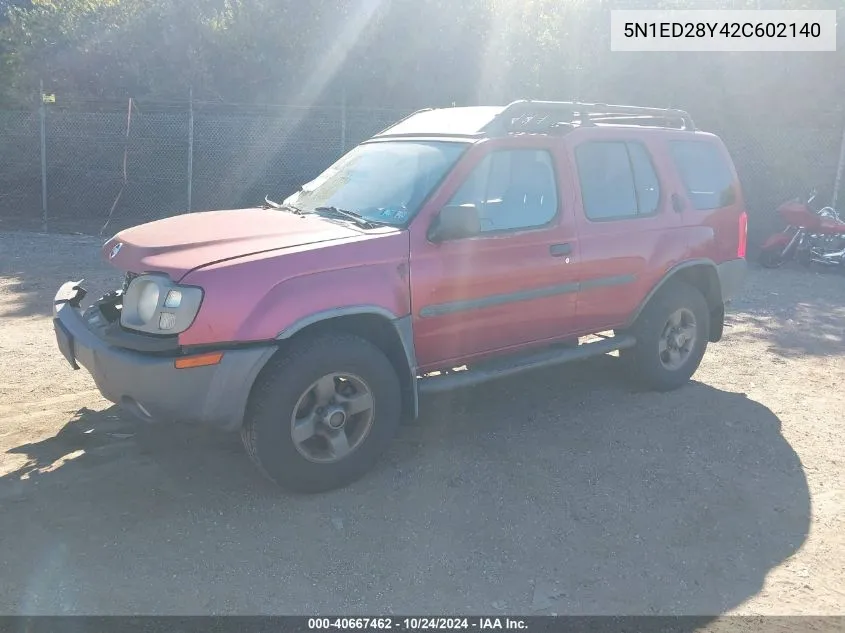 2002 Nissan Xterra Se VIN: 5N1ED28Y42C602140 Lot: 40667462