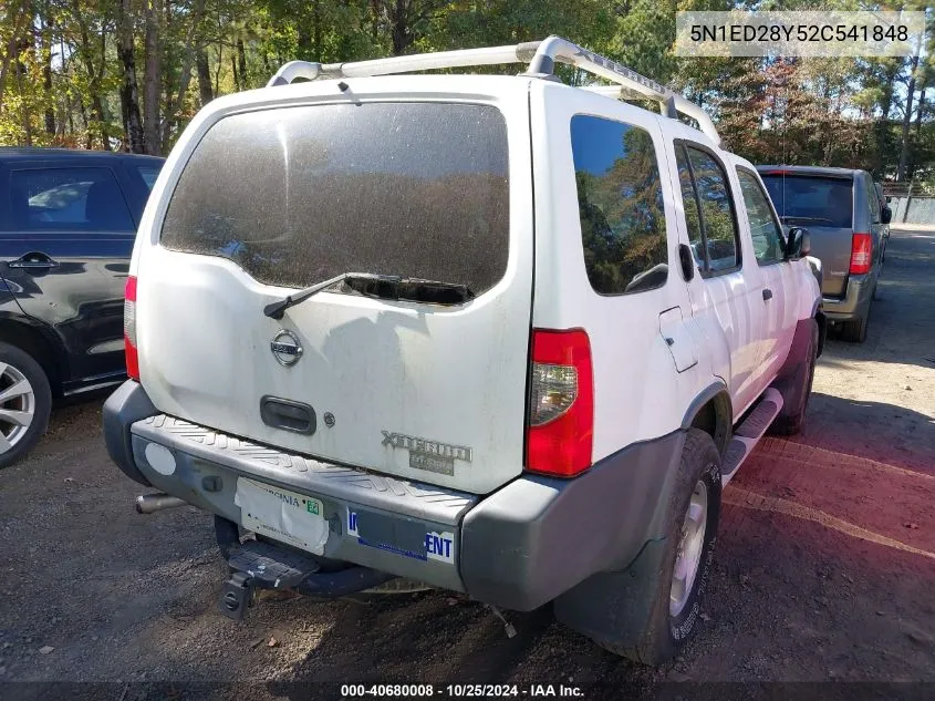 2002 Nissan Xterra Xe VIN: 5N1ED28Y52C541848 Lot: 40680008