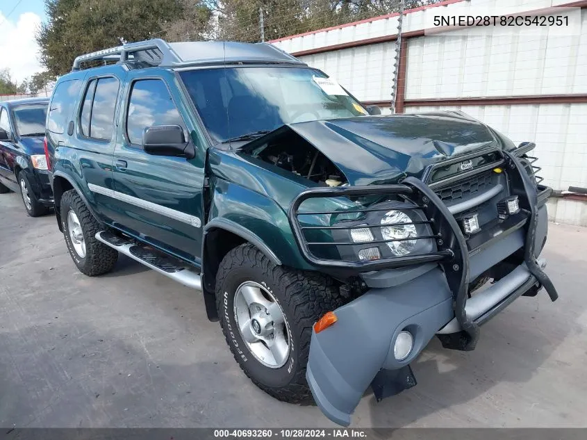 2002 Nissan Xterra Xe VIN: 5N1ED28T82C542951 Lot: 40693260