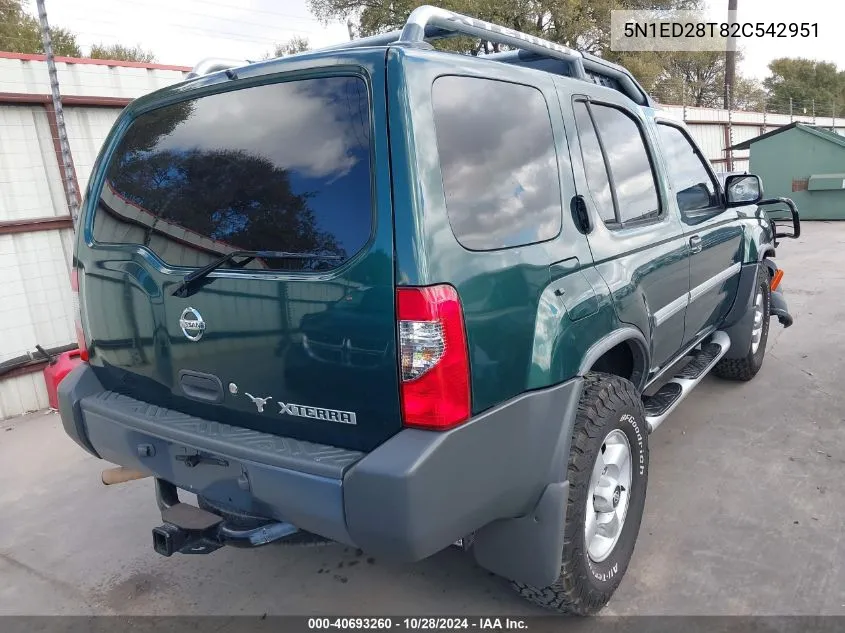 2002 Nissan Xterra Xe VIN: 5N1ED28T82C542951 Lot: 40693260