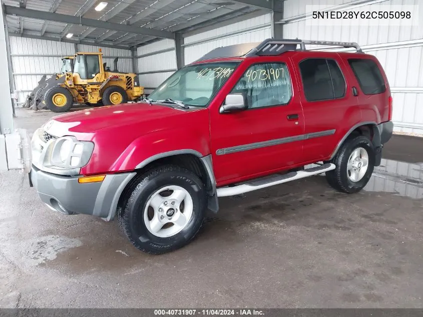 2002 Nissan Xterra Xe VIN: 5N1ED28Y62C505098 Lot: 40731907