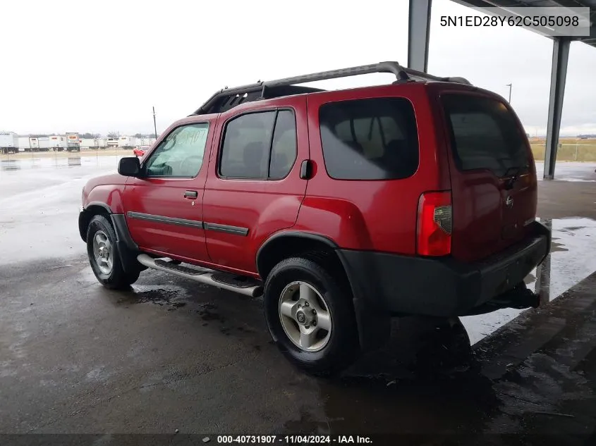 2002 Nissan Xterra Xe VIN: 5N1ED28Y62C505098 Lot: 40731907