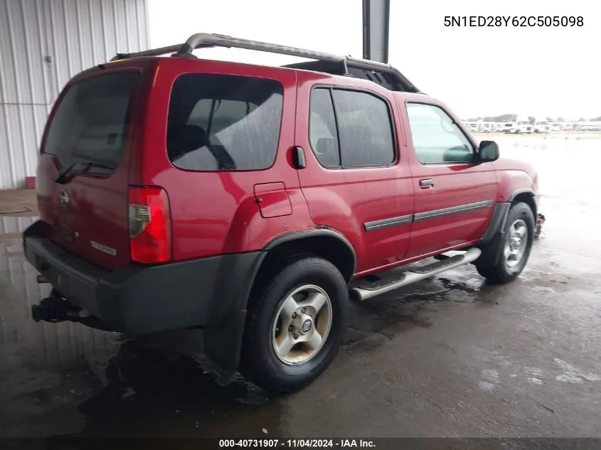 2002 Nissan Xterra Xe VIN: 5N1ED28Y62C505098 Lot: 40731907