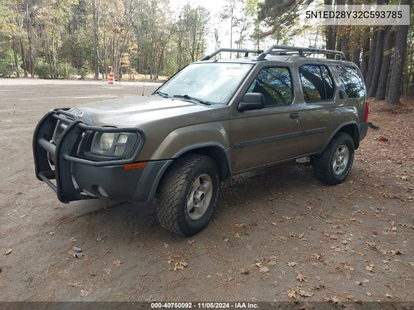 2002 Nissan Xterra Xe VIN: 5N1ED28Y32C593785 Lot: 40750092