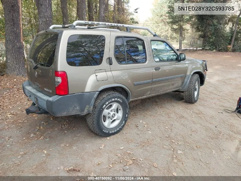 2002 Nissan Xterra Xe VIN: 5N1ED28Y32C593785 Lot: 40750092