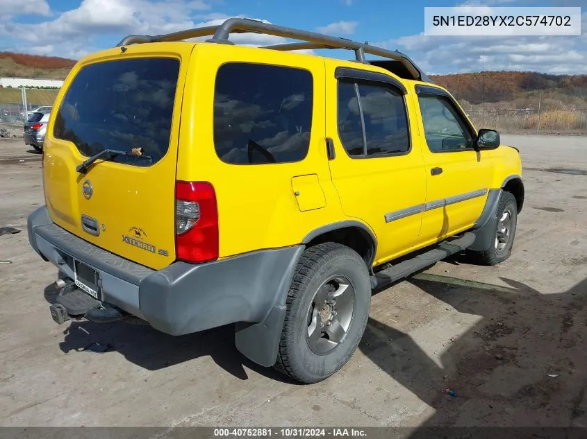 2002 Nissan Xterra Se VIN: 5N1ED28YX2C574702 Lot: 40752881