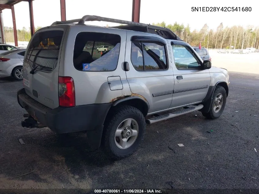 2002 Nissan Xterra Xe VIN: 5N1ED28Y42C541680 Lot: 40780061