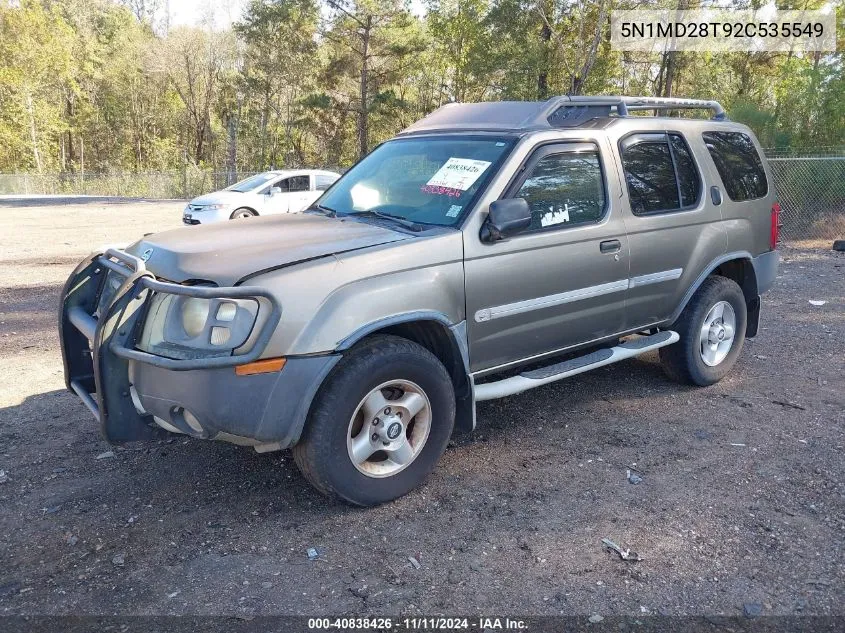 2002 Nissan Xterra Xe S/C W/Vss VIN: 5N1MD28T92C535549 Lot: 40838426