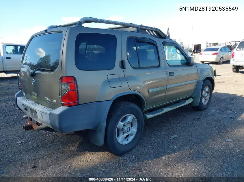 2002 Nissan Xterra Xe S/C W/Vss VIN: 5N1MD28T92C535549 Lot: 40838426