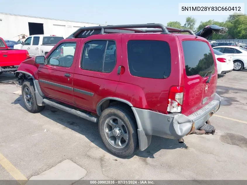 2003 Nissan Xterra Se S/C VIN: 5N1MD28Y83C660412 Lot: 39982835