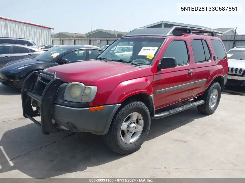 2003 Nissan Xterra Xe VIN: 5N1ED28T33C687851 Lot: 39991100