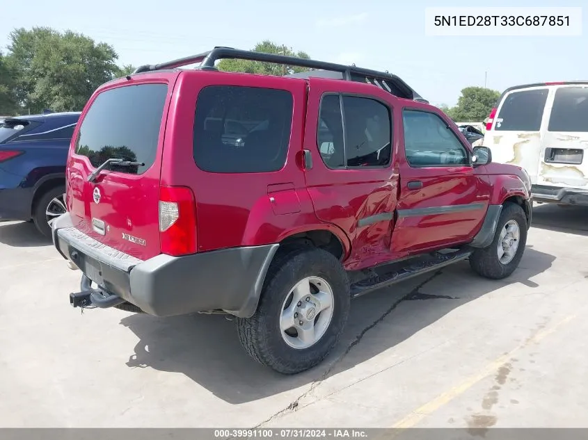 2003 Nissan Xterra Xe VIN: 5N1ED28T33C687851 Lot: 39991100