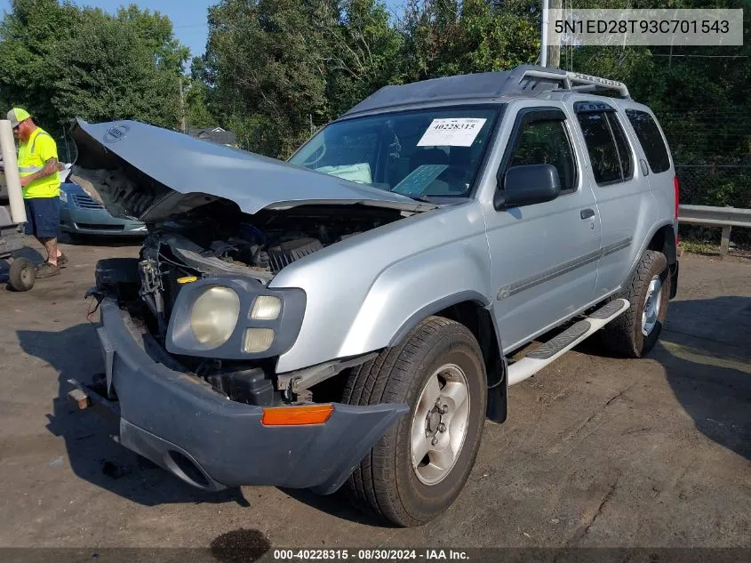 2003 Nissan Xterra Xe VIN: 5N1ED28T93C701543 Lot: 40228315