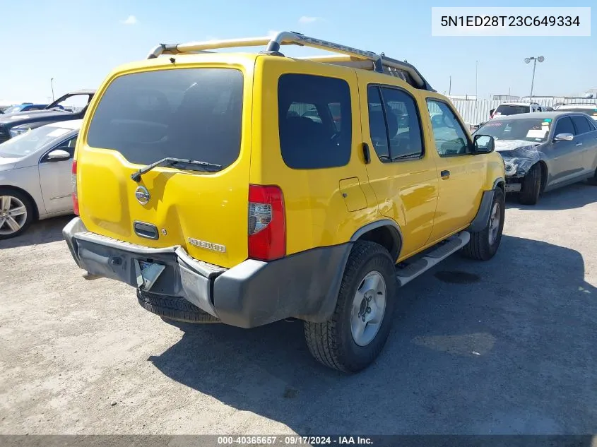 2003 Nissan Xterra Xe VIN: 5N1ED28T23C649334 Lot: 40365657