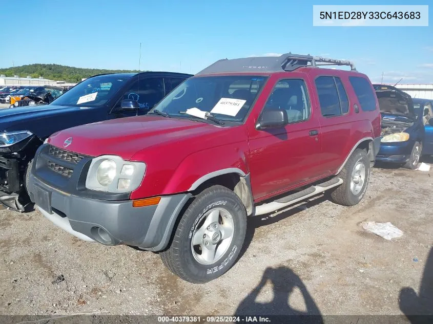 2003 Nissan Xterra Xe VIN: 5N1ED28Y33C643683 Lot: 40379381