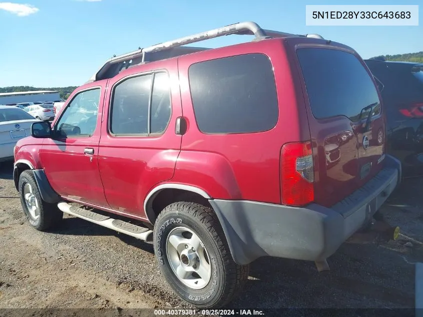 2003 Nissan Xterra Xe VIN: 5N1ED28Y33C643683 Lot: 40379381