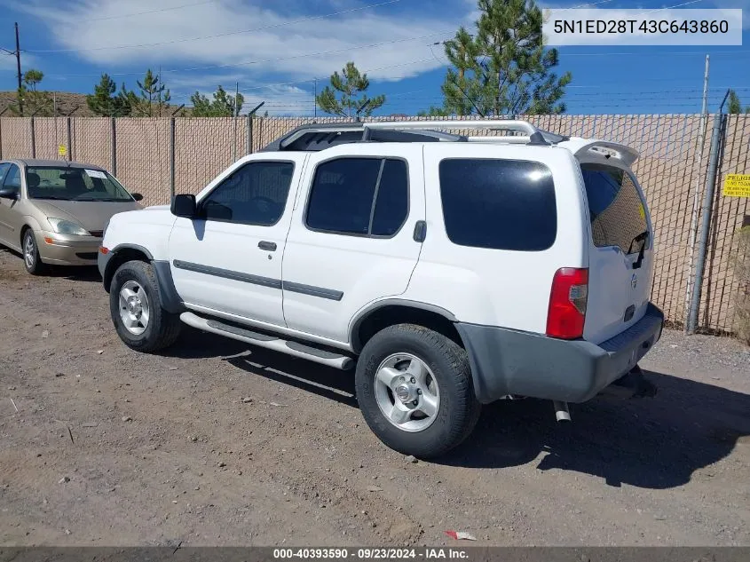 2003 Nissan Xterra Xe VIN: 5N1ED28T43C643860 Lot: 40393590